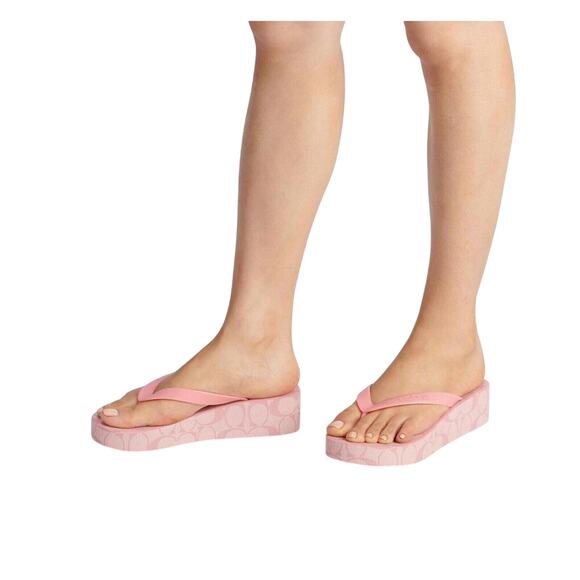 COACH PINK PLATFORM FLIP FLOPS "LYNN" SIZE 11 SHOES SANDALS - Picture 2 of 4